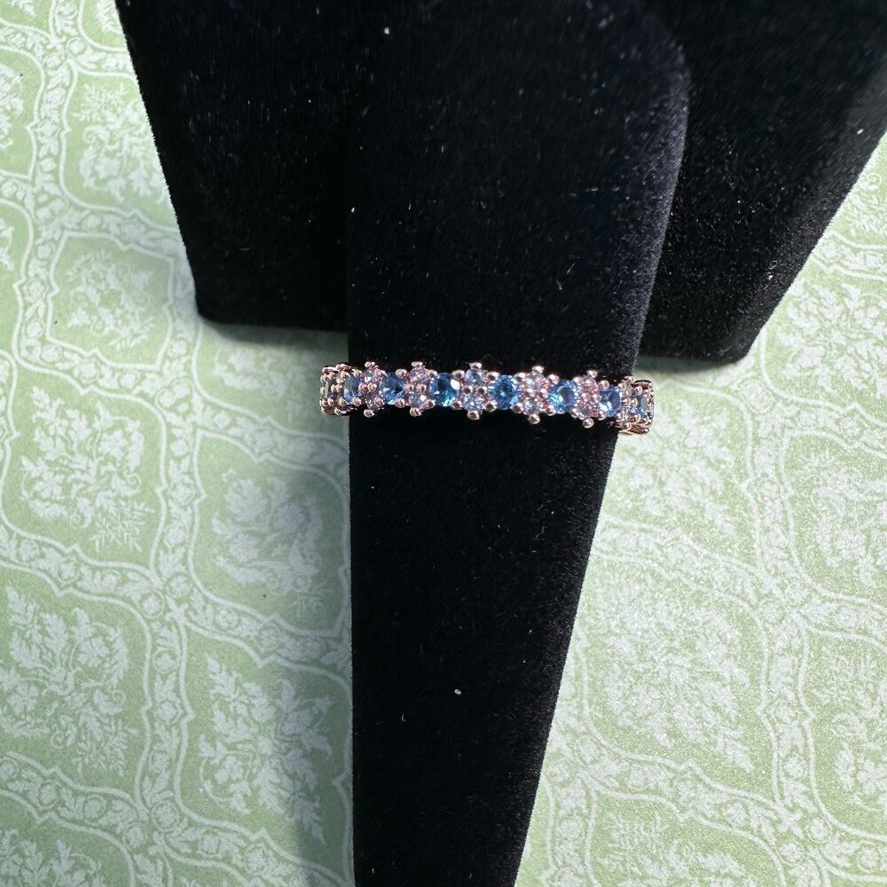 Bomb Party Women's (9) Ring - Aqua Blue Cubic Zirconia "New" Eternity Ring